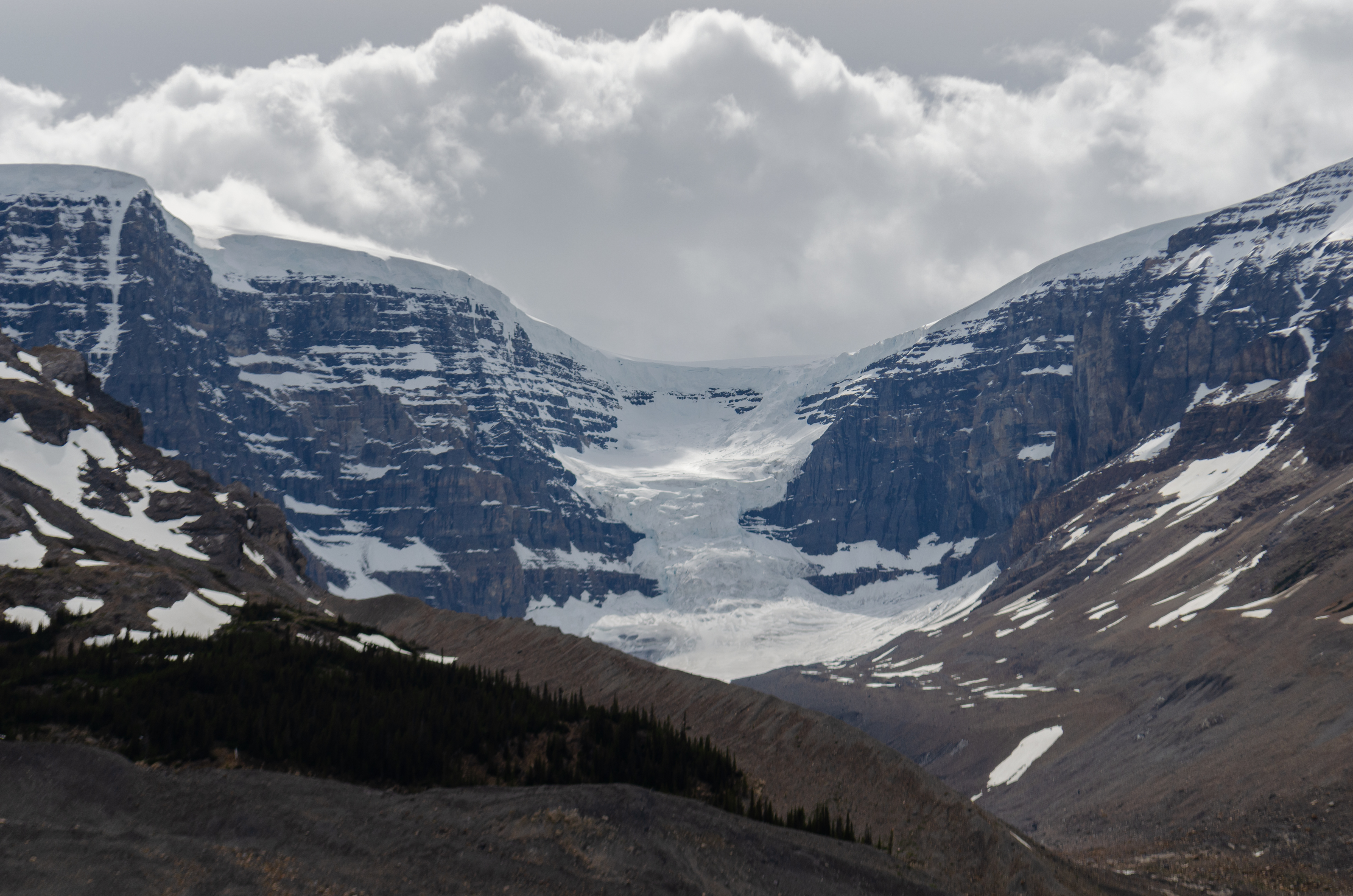 snowy glacier and mountain landscape