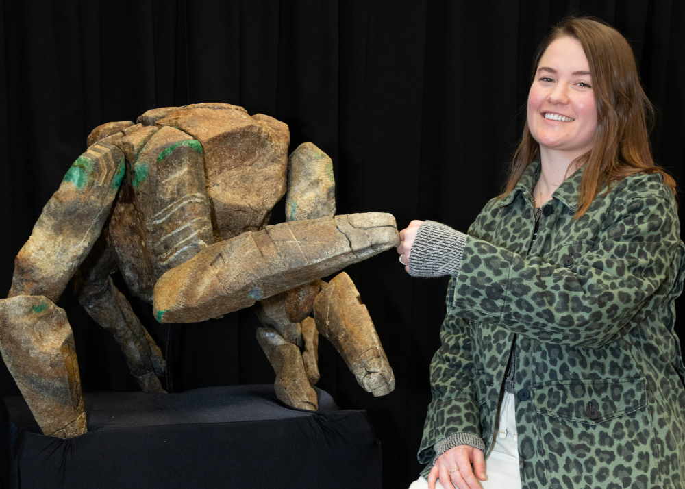 rocky the eridian puppet with writer rachael funnell